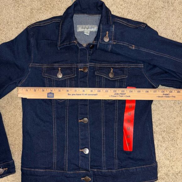 Calvin Klein Jeans dark‎ blue denim cropped jean jacket size M NEW - Picture 9 of 10